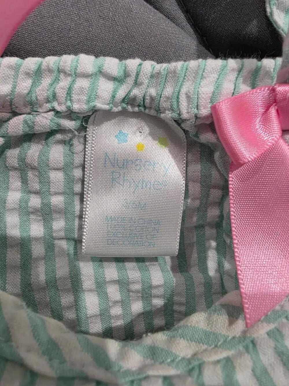 Nursery Rhyme Baby Girls Mint Green Seersucker Floral 2 Piece Outfit Size 3-6M
